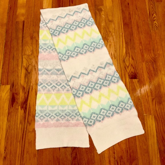 LOFT Accessories - LOFT Fair Isle Scarf Cream Pink Blue 70" X 12" Nordic Soft Cozy Winter